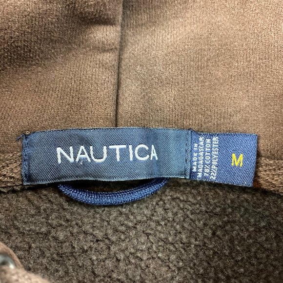 Nautica Brown Spell Out Logo Drawstring Hoodie M - Picture 2 of 5